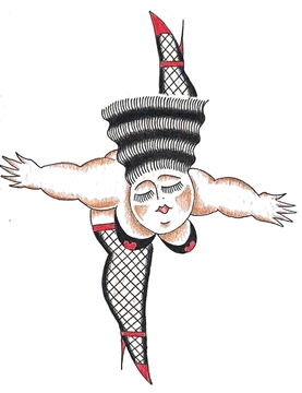 Burlesque high kick, a tattoo design by benjjamink