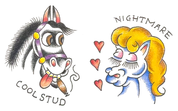 Cool Stud and Nightmare, a tattoo design by benjjamink