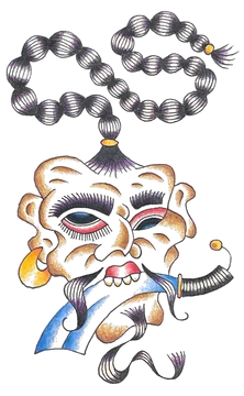 Mask and beads, a tattoo design by benjjamink