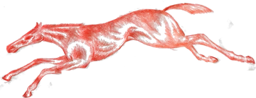 Racing horse, red, a tattoo design by benjjamink