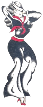 Sailor girl, arms up, a tattoo design by benjjamink