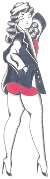 Sailor girl, looking back, a tattoo design by benjjamink